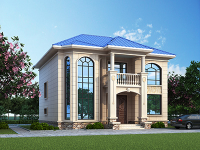 农村二层小别墅设计图纸及效果图有架空层BZ2613-简欧风格