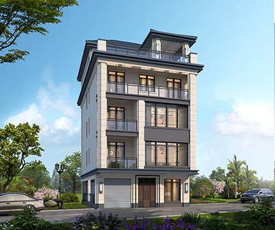 农村自建别墅五层效果图 带车库BZ505-新中式风格